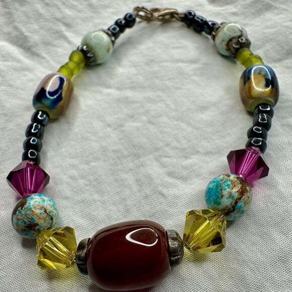 Sterling Silver Natural Stone Beaded Bracelet – Unique & Handcrafted - Picture 10 of 17